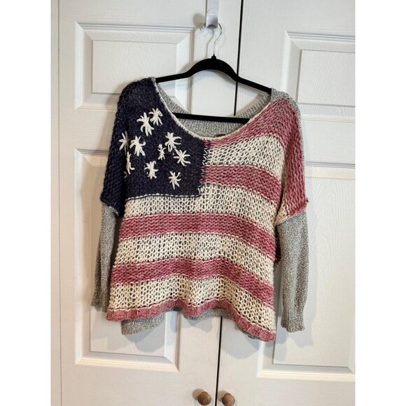 Free People Women's Grey and Blue Jumper - Picture 3 of 6